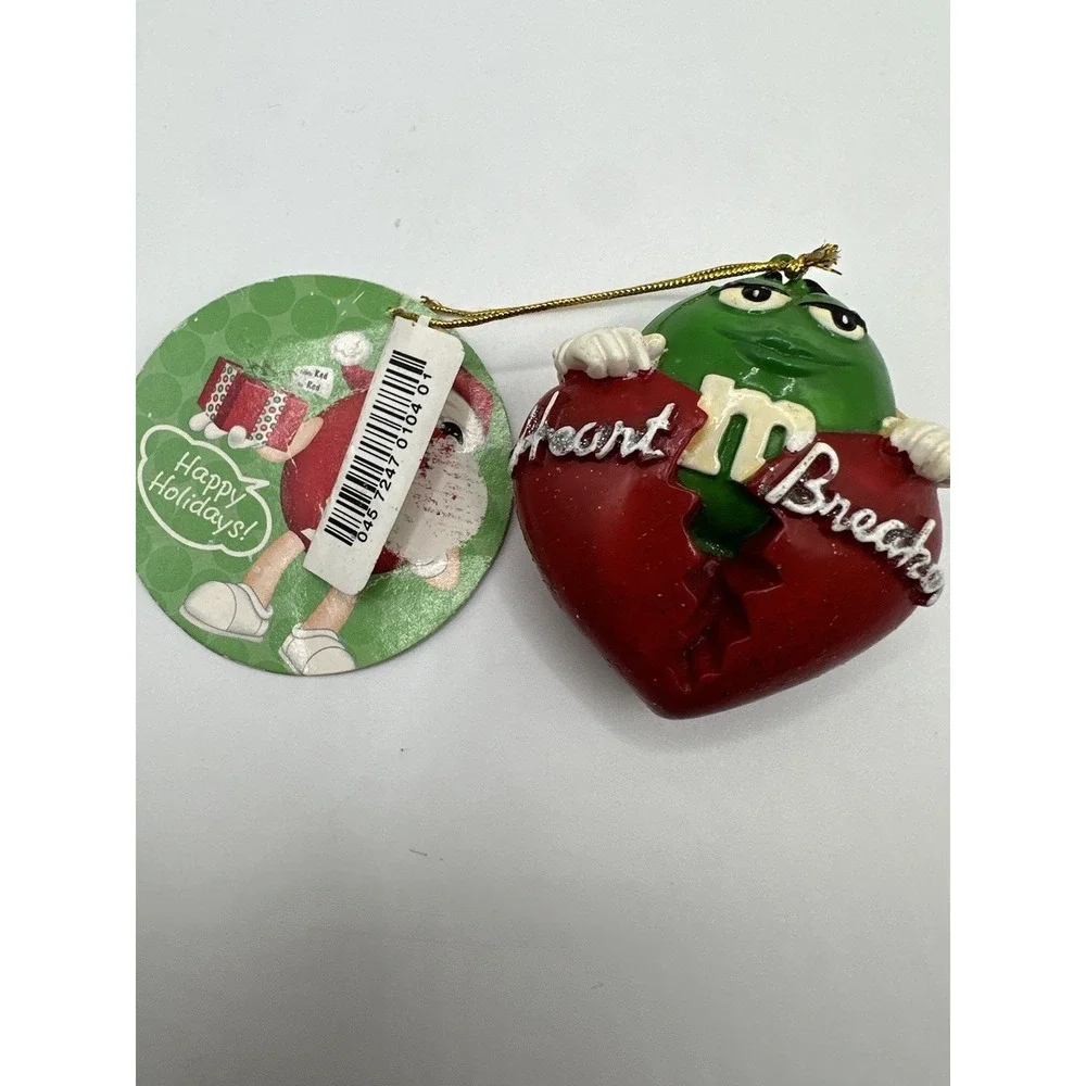 M&M's Heart Breaker Christmas Ornament Red Green Candy Character 2007 Holiday